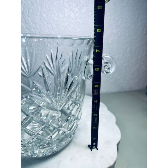 Crystal Champaign cooler Ice Bucket Diamond Cut Swirled Crystal With Handles - Picture 5 of 5